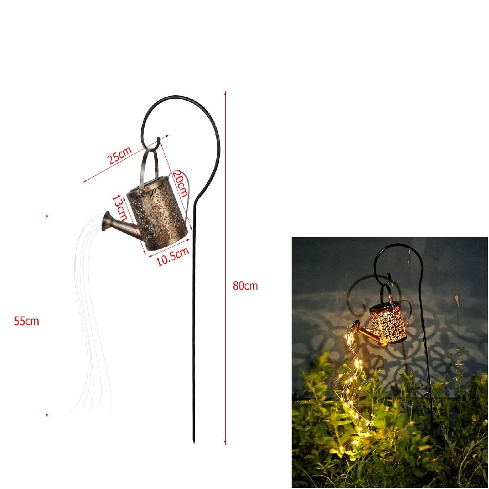 Garden Watering Can Decoration with Solar Led String of Lights