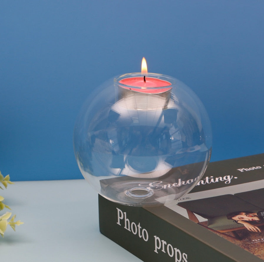 Spherical Crystal Glass Candle Holder