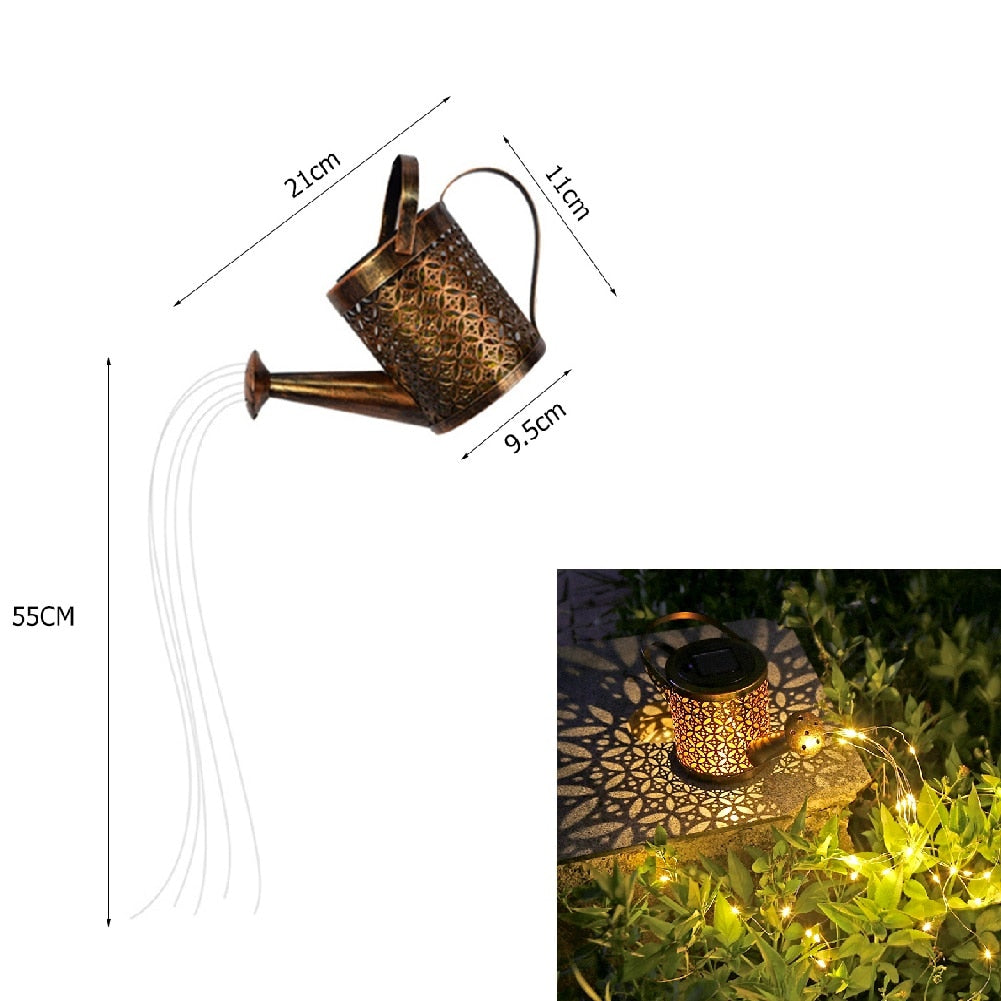 Garden Watering Can Decoration with Solar Led String of Lights