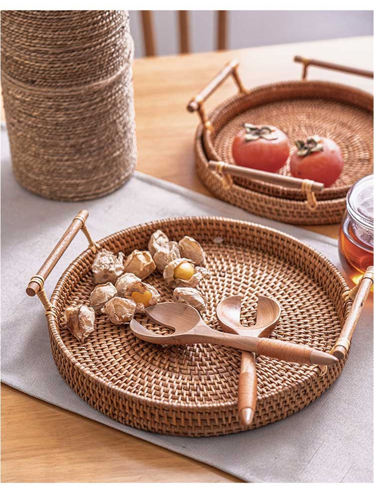 Handwoven Rattan Food Serving Tray