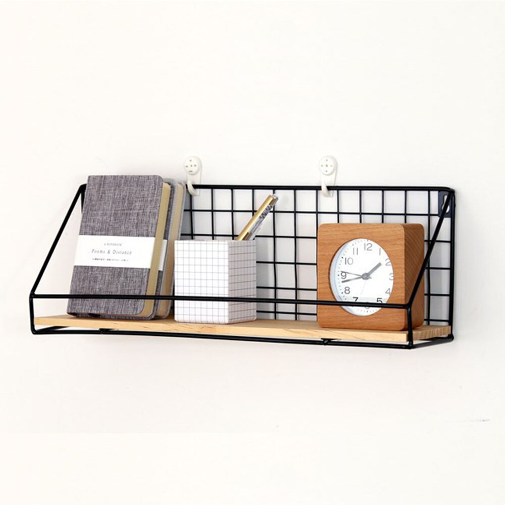 Modern Wall Mounted Iron & Wood Shelf