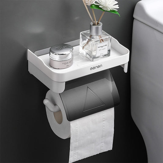 Adhesive ABS Wall Mounted Toilet Paper Holder with Shelf