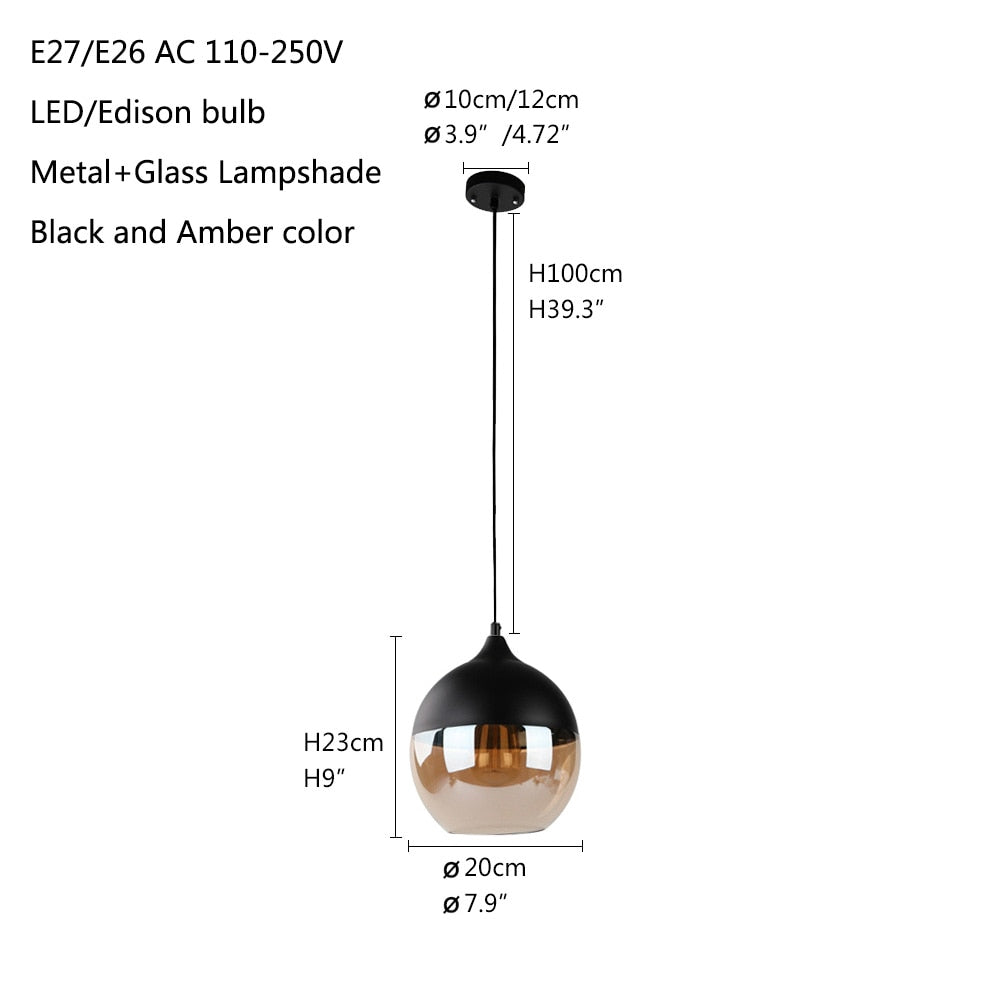 Modern Nordic Style Hanging Glass Pendant Lamp