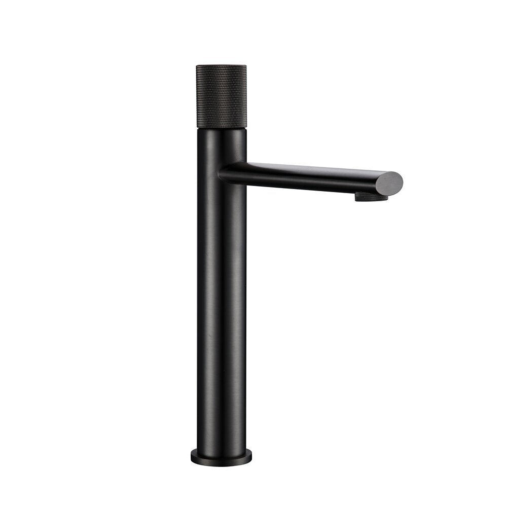 Bruss Signle Knurled Knob Bathroom Faucet