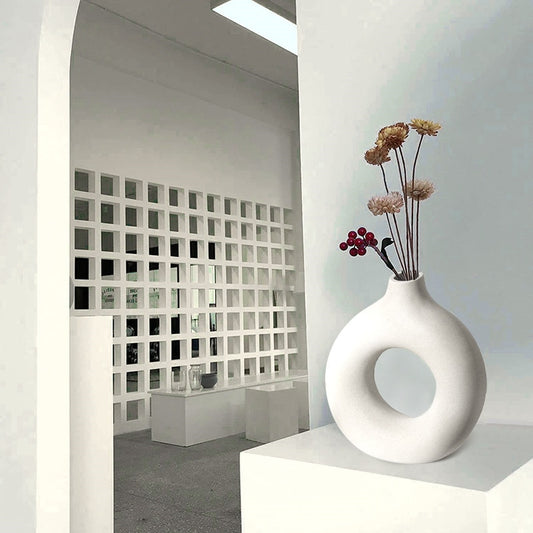 Modern Nordic Style Circular Ceramic Flower Vase