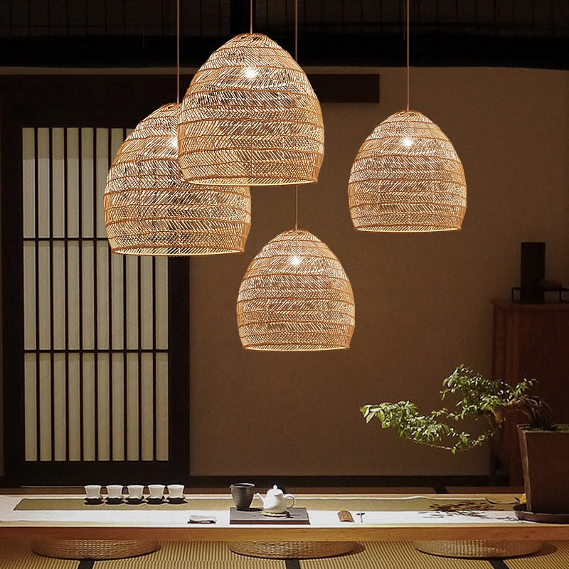 Hand Woven Vintage Style Bamboo Pendant Light