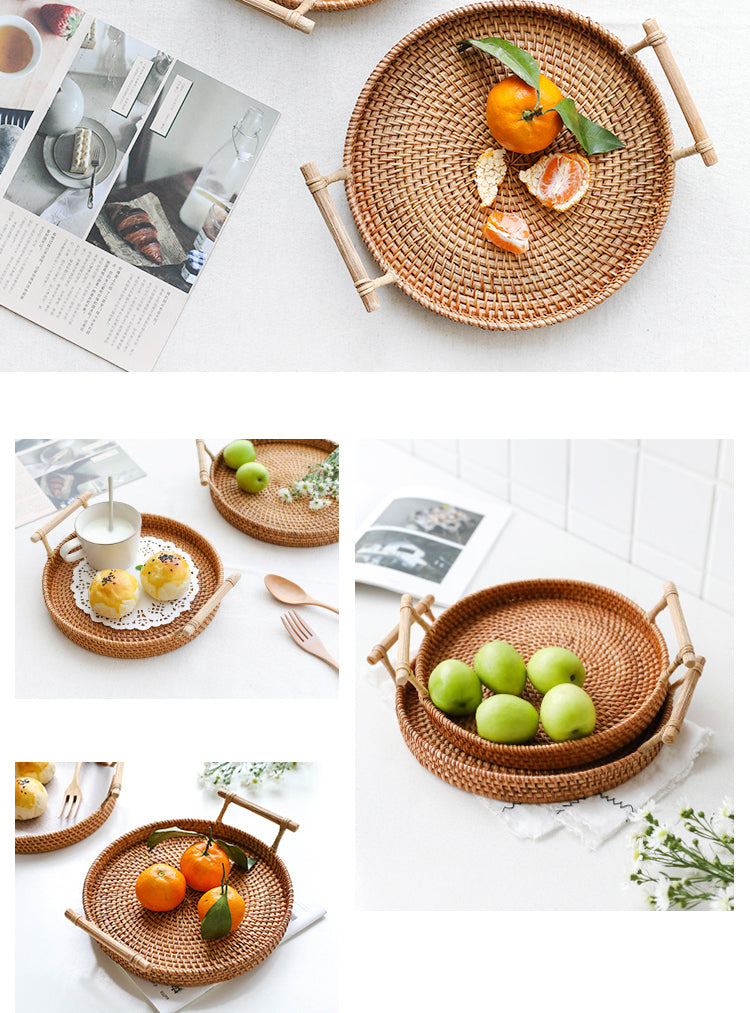 Handwoven Rattan Food Serving Tray