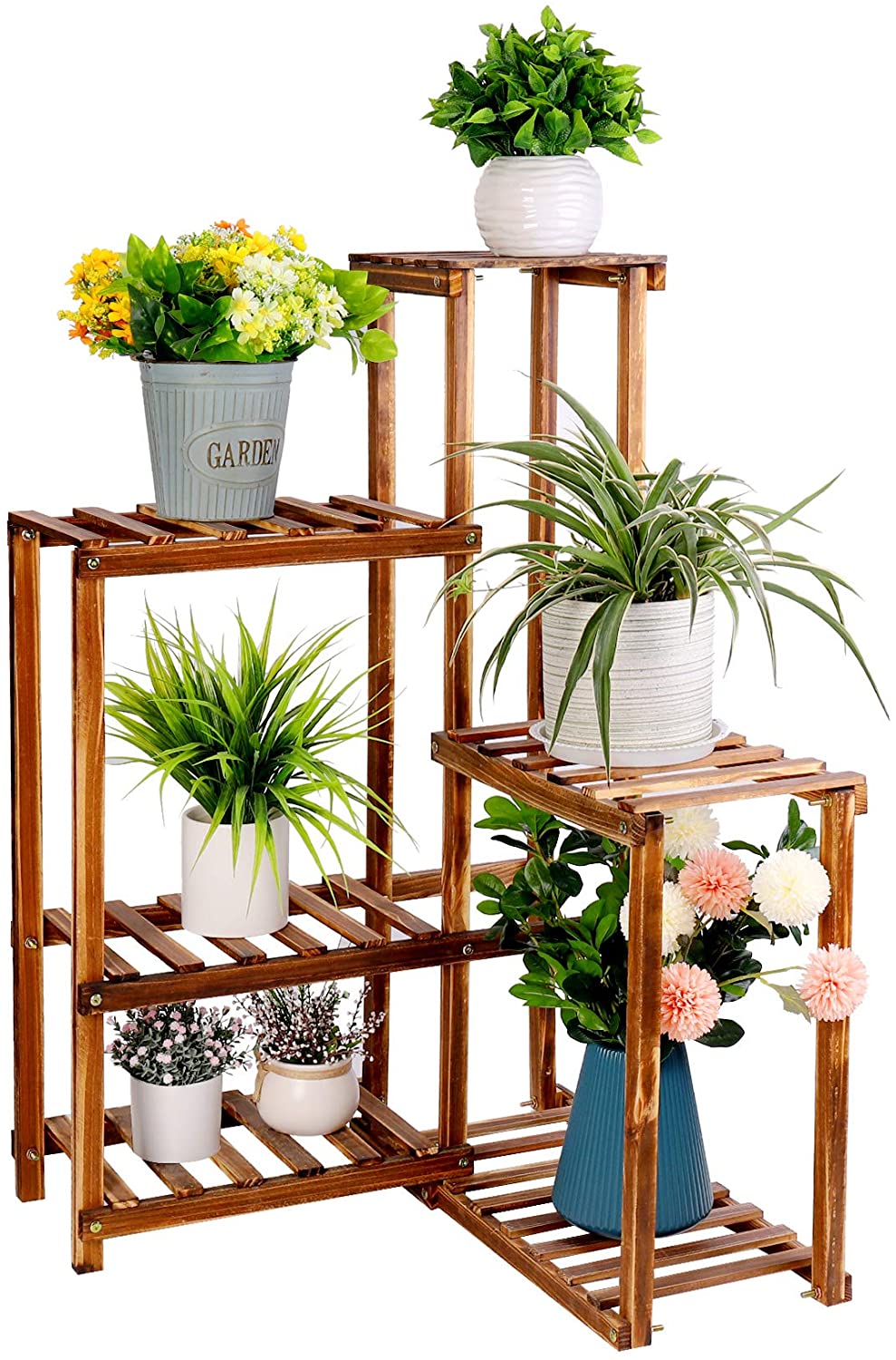 6 Tier Wooden Shelf for Flowers Indoor & Outdoor