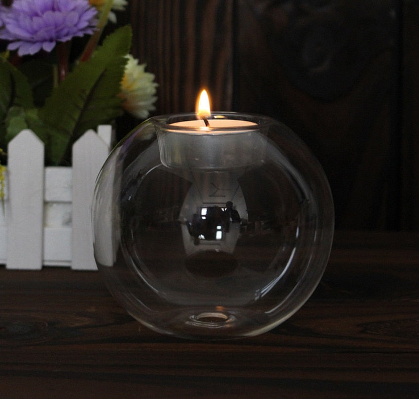 Spherical Crystal Glass Candle Holder