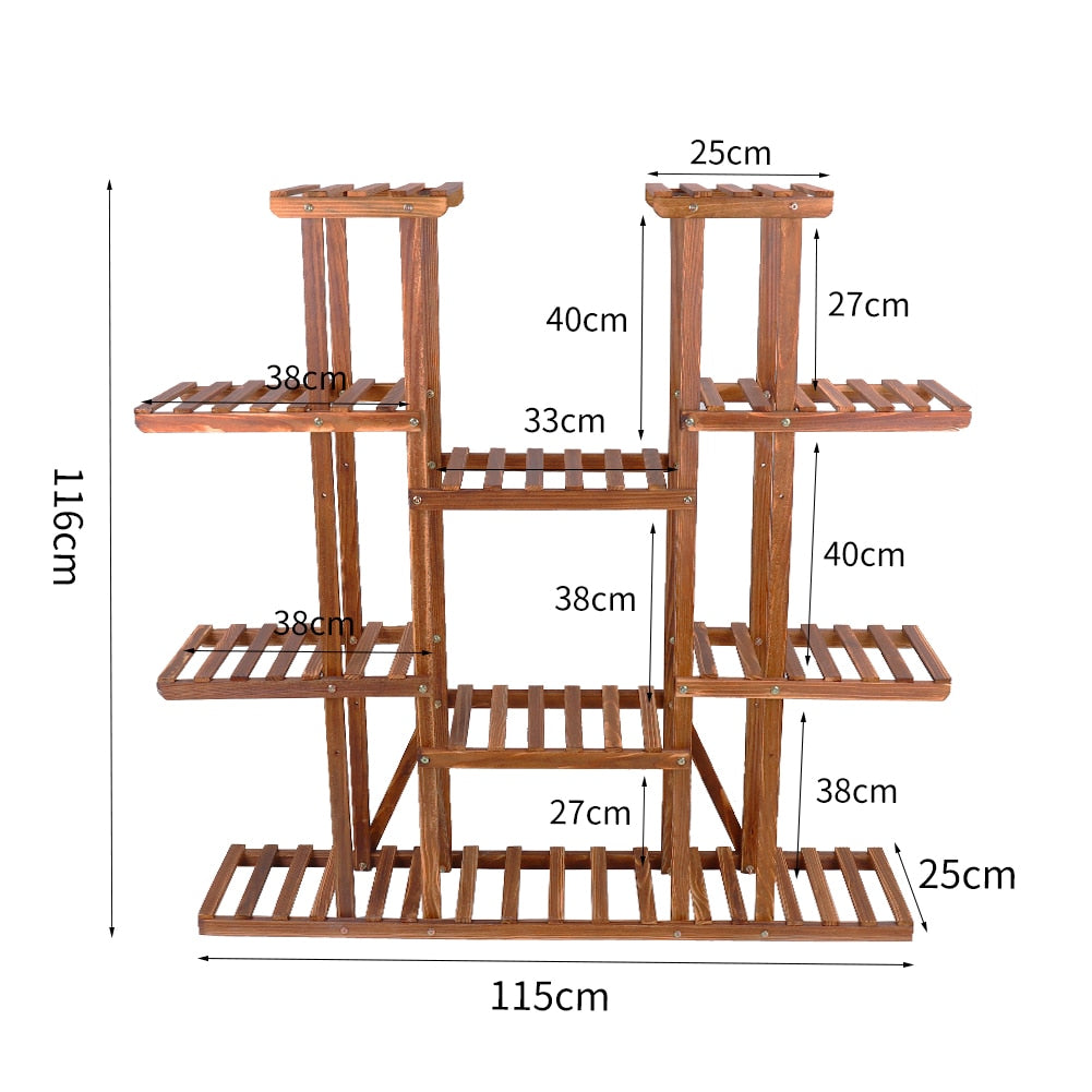 9 Tier Wooden Plant Stand for Indoors/Outdoors