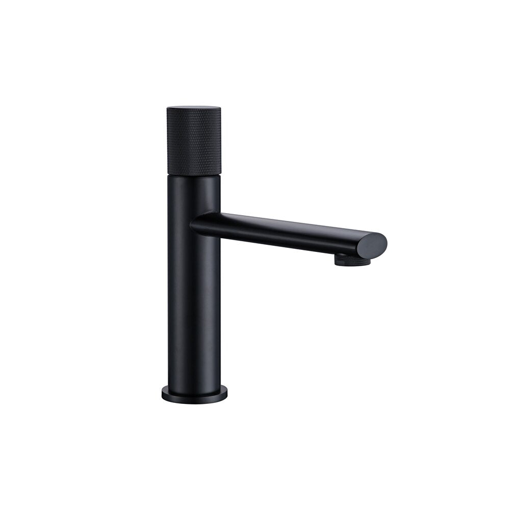 Bruss Signle Knurled Knob Bathroom Faucet