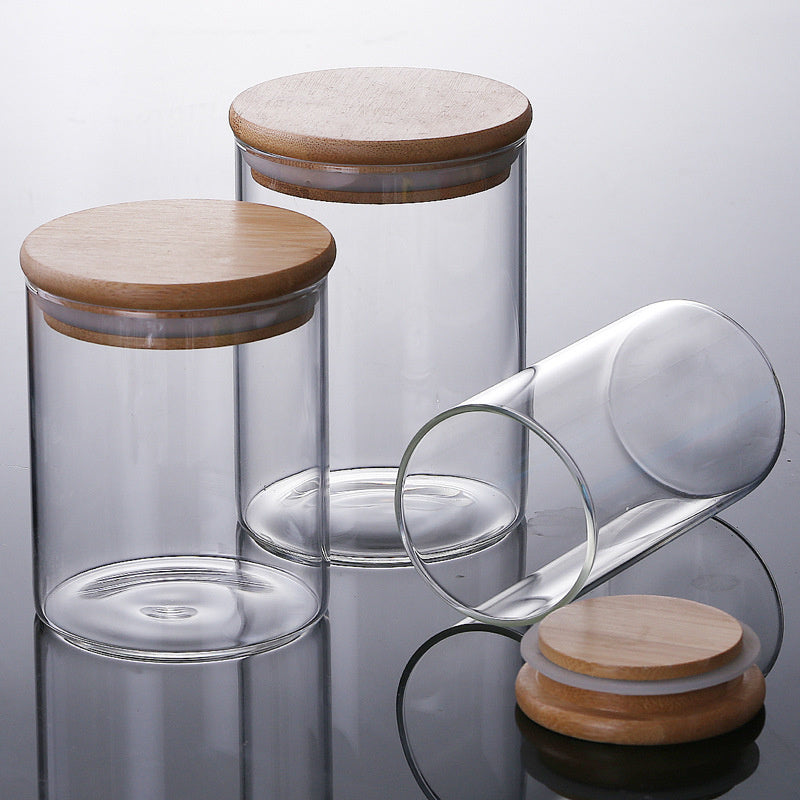 Bamboo Lid Glass Jars for Essential Ingredients