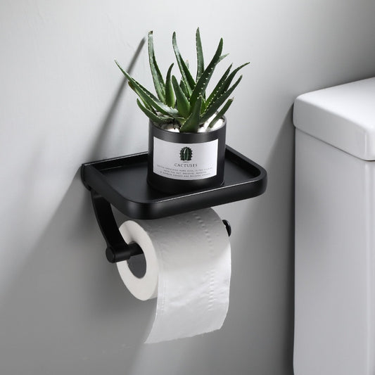 Wall Mounted Stainless Steel Toilet Paper Holder with Shelf