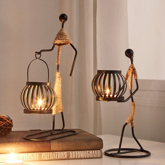 Creative Decorative Iron Candlestick Holder Figurines