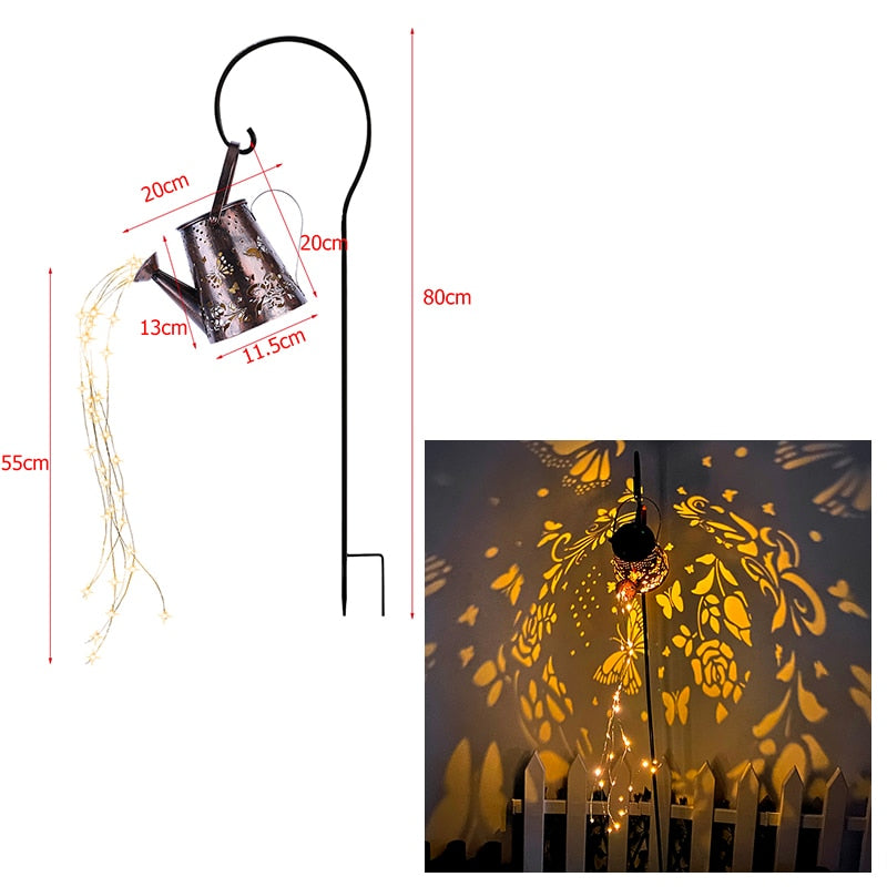 Garden Watering Can Decoration with Solar Led String of Lights