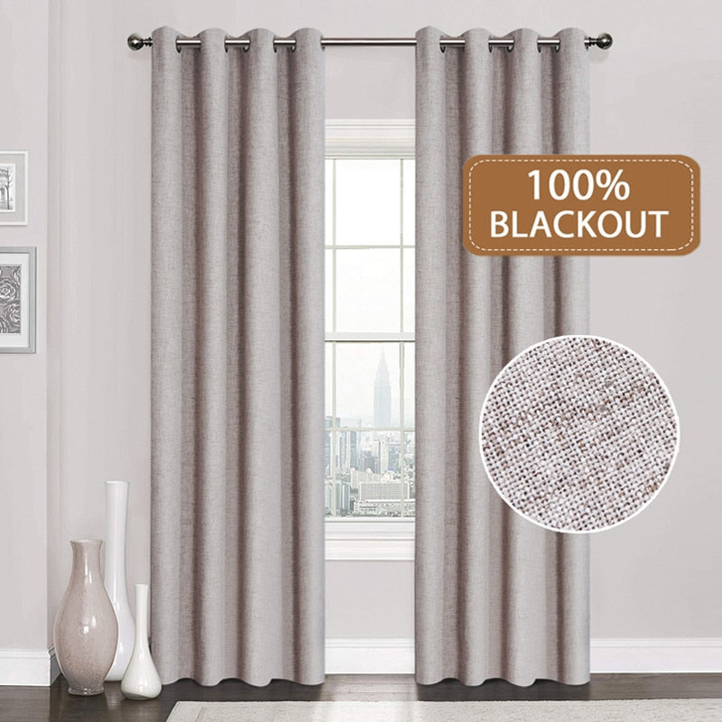 Modern 100% Linen Blackout Curtains for your Bedroom & Living Room