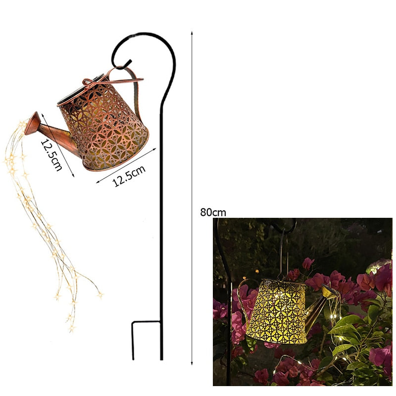 Garden Watering Can Decoration with Solar Led String of Lights