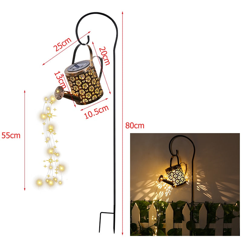 Garden Watering Can Decoration with Solar Led String of Lights