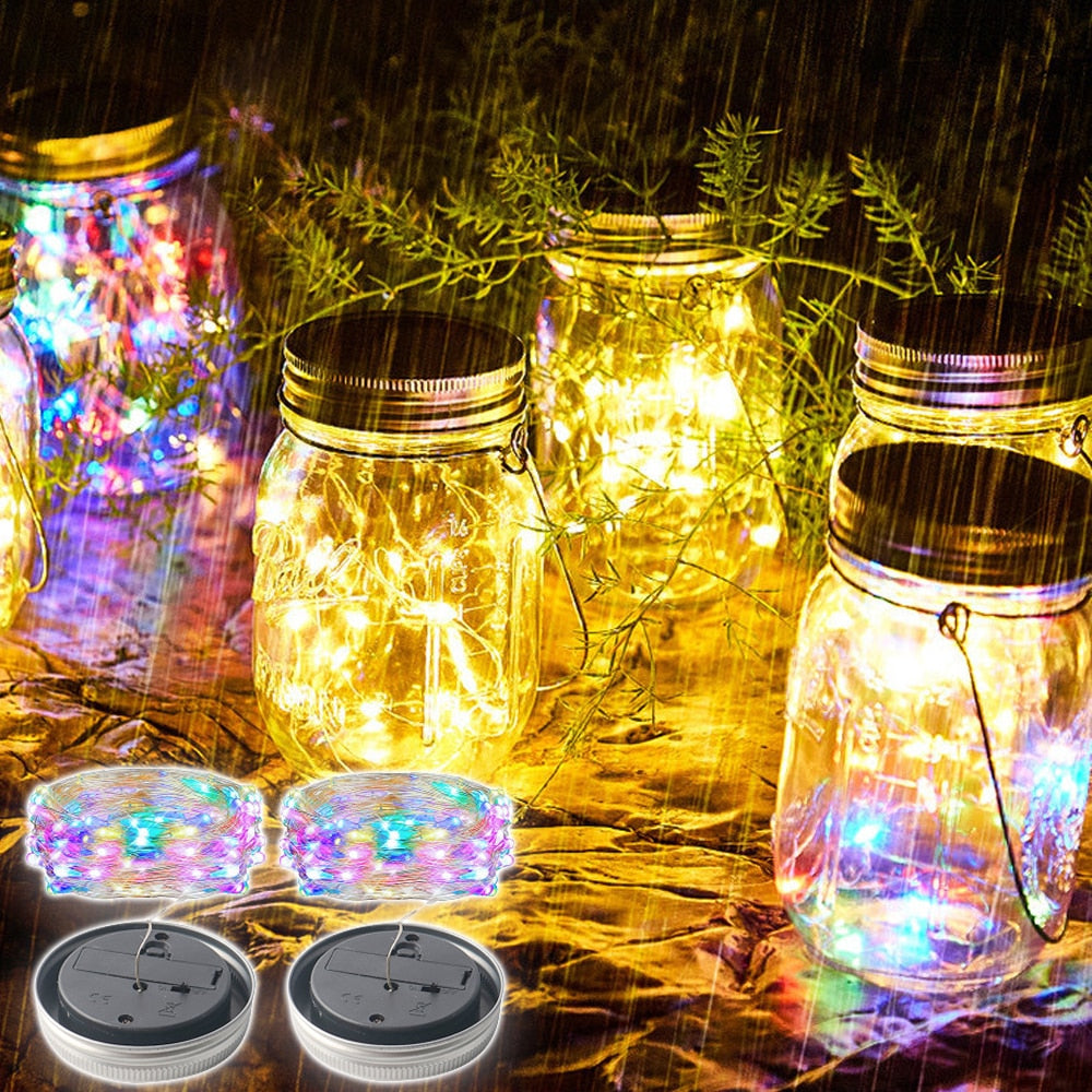 Waterproof Solar Mason Jar Indoor/Outdoor Decoration with Led Fairy Light Strings