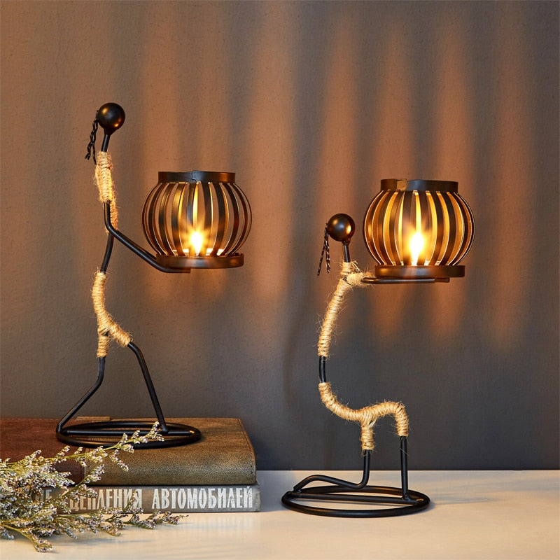 Creative Decorative Iron Candlestick Holder Figurines