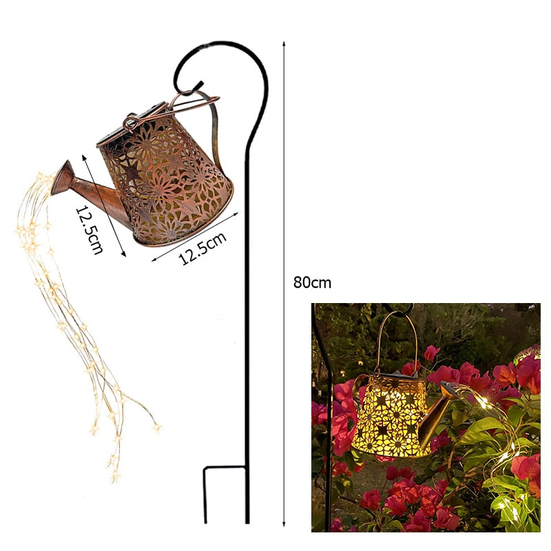 Garden Watering Can Decoration with Solar Led String of Lights